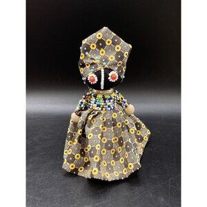 African Folk Art Ndebele Tribal Beaded Doll South Africa Fertility 6.5”